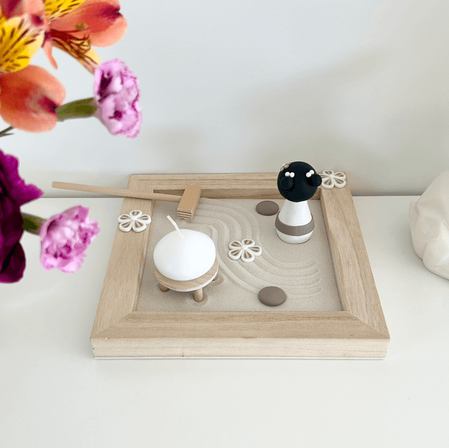 Jardin zen d'intérieur kokeshi "white"