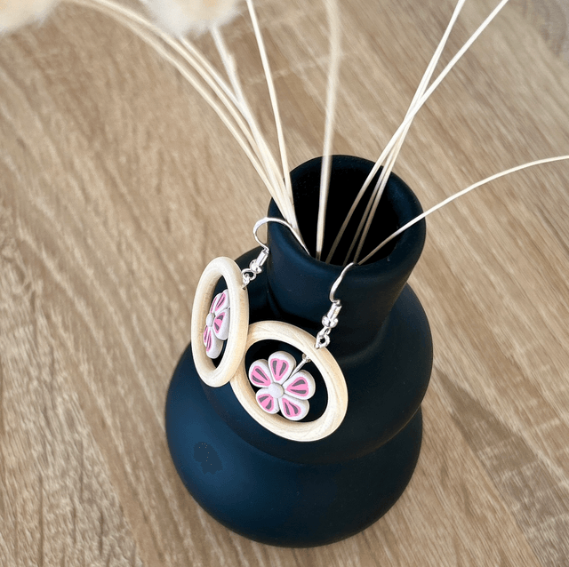 Boucles d'oreilles pendantes "Sakura"