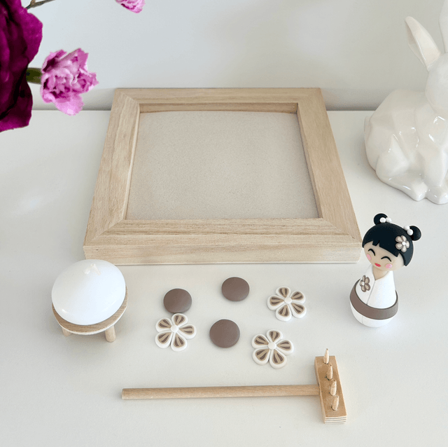 Jardin zen d'intérieur kokeshi "white"