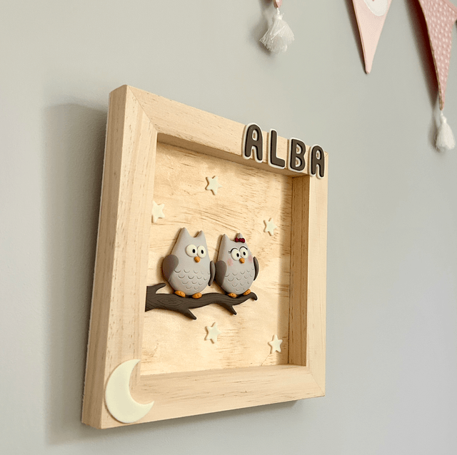 Tableau hiboux amoureux personnalisable