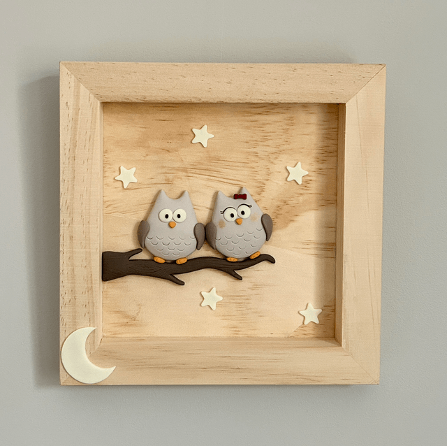 Tableau hiboux amoureux personnalisable