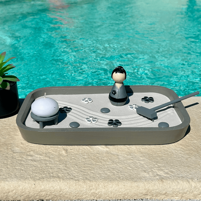 Jardin zen d&#039;intérieur kokeshi &quot;silver&quot;